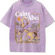 Cain and Abel Christian Bible Story Genesis Faith Vintage Washed T-Shirt in Purple
