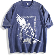 FINAL FANTASY 7 Sephiroth Anime Softstyle vintage washed oversized T-shirt in Blue