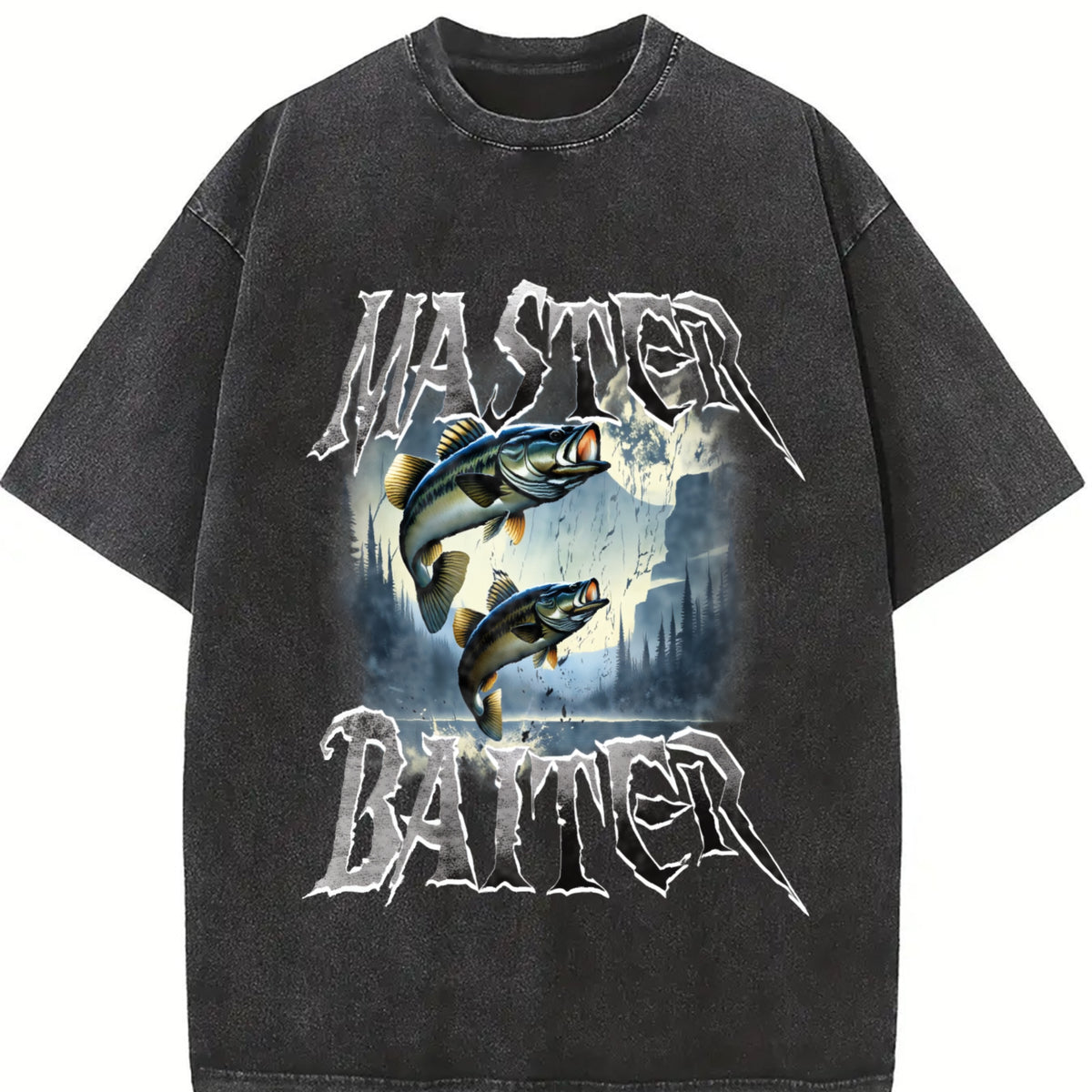 Master Baiter Retro Vintage Washed T-Shirt in Black