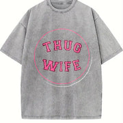 Thug Wife Vintage Washed T-Shirt in Gray