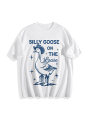 Retro Silly Goose Silly Goose on the Loose Cotton T-Shirt in White