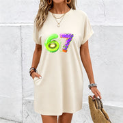 A Creatively Designed Digital Short-sleeve Dress That Is Cotton T-Shirt in White