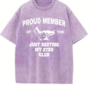 Just Resting My Eyes Club Vintage Washed T-Shirt in Purple