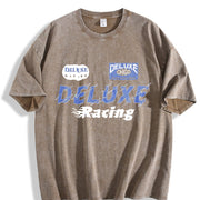 Stylish Luxury Racing Vintage Washed T-Shirt in Brown