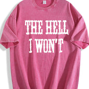 The Hell I Won't Quotes Country Girl Nashville Cowgirl vintage washed oversized T-shirt in Red