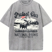 Retro Protect Our National Parks Vintage Washed T-Shirt in Gray