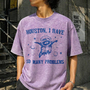 Houston I Have So Many Problems Raccoon Premium Vintage Washed T-Shirt in Purple
