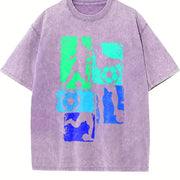 Soccer Collage Vintage Washed T-Shirt in Purple