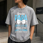 Papa Father's Day Birthday Vintage Washed T-Shirt in Gray