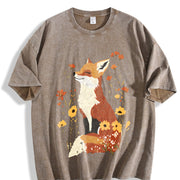 Fox Fashionable Vintage Washed T-Shirt in Brown