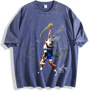 Anthony Howling Wolves Dunk vintage washed oversized T-shirt in Blue