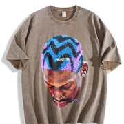 Retro- Short-sleeve Made Of Vintage Washed T-Shirt in Brown