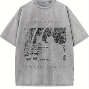 I Do Not Think Therefore I Do Not Am Cat Sleeveless Tank Vintage Washed T-Shirt in Gray