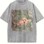 Fairy Doll Flying Vintage Washed T-Shirt in Gray
