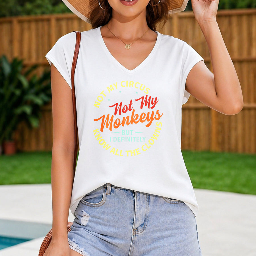 ' Sleeveless Vest with Clown Not Part of My Circus Monkey Women's Color Cotton Tank Top in White