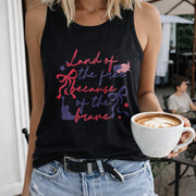 Land of the Free Because of the Brave Women's Color Cotton Tank Top in Black
