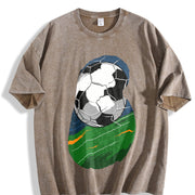 Abstract Soccer Silhouette Vintage Washed T-Shirt in Brown