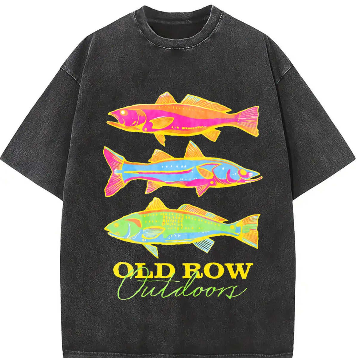 Old Row Outdoor Fish Vintage Washed T-Shirt in Black