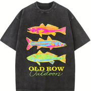 Old Row Outdoor Fish Vintage Washed T-Shirt in Black
