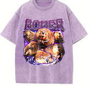 Bober Meme Beaver Retro Vintage Washed T-Shirt in Purple