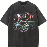 Great White Shark 90s Vintage Washed T-Shirt in Black