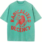 Radicalized By Basic Decency Political Protest vintage washed oversized T-shirt in Blue