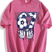 67 Soccer Goal Vintage Washed T-Shirt in Red