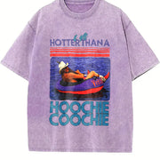 Hotter Than A Hoochie Coochie Two Sides Hot Pullover vintage washed oversized T-shirt in Purple