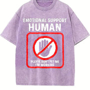 Human Slogan Sleeveless Tank Vintage Washed T-Shirt in Purple
