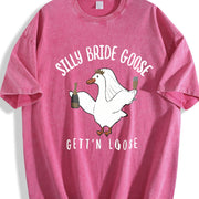 Goose Bride Goose Lover Vintage Washed T-Shirt in Red