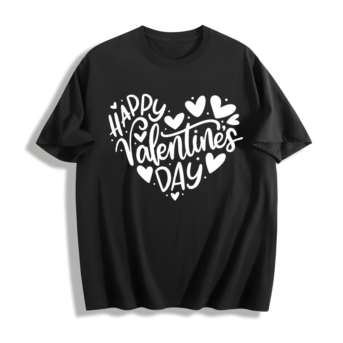 Valentine's Day Loose- Basic Stylish Cotton T-Shirt in Black
