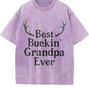Best Buckin Grandpa Ever Fathers Hunting for Grandfather Vintage Washed T-Shirt in Purple