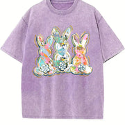 Brushstroke Easter Peter Cottontail vintage washed oversized T-shirt in Purple