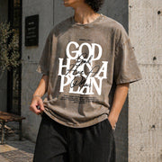 God Has a Plan Jeremiah 29:11 Vintage Washed T-Shirt in Brown