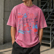 Stars Stripes and Freedom Vibes Vintage Washed T-Shirt in Red