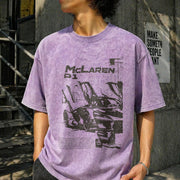 P1 Supercar 90s Vintage Washed T-Shirt in Purple