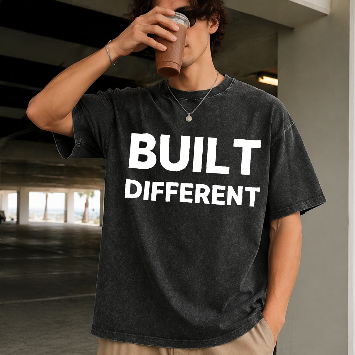 Built Different Vintage Washed T-Shirt in Black