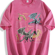 Fourth Wing Dragon Tairn & Andarna Basgiath War College vintage washed oversized T-shirt in Red