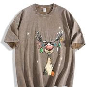 Merry Reindeer Cocktail vintage washed oversized T-shirt in Brown