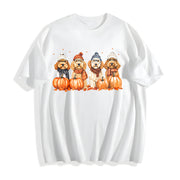 Goldendoodle Fall Doodle Mom Dad Cotton T-Shirt in White