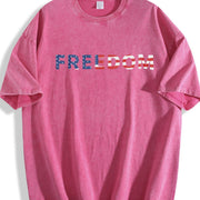 Freedom American Flag Vintage Washed T-Shirt in Red