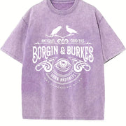 European and American Vintage Washed T-Shirt in Purple