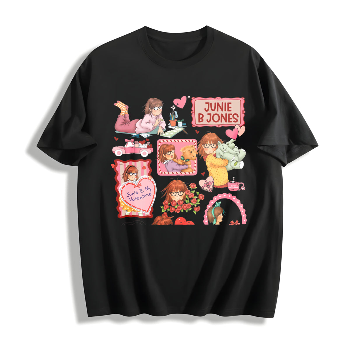 Junie B Jones Valentine Doodle Cotton T-Shirt in Black