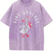 Fire Quacker Sarcastic Fourth of July Party Duck Fireworks Vintage Washed T-Shirt in Purple