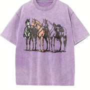 Western Horse Cowboy Rodeo Horse Lovers vintage washed oversized T-shirt in Purple