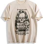 Retro We Dare You to Visit Night of Horrors Vintage Washed T-Shirt in Beige