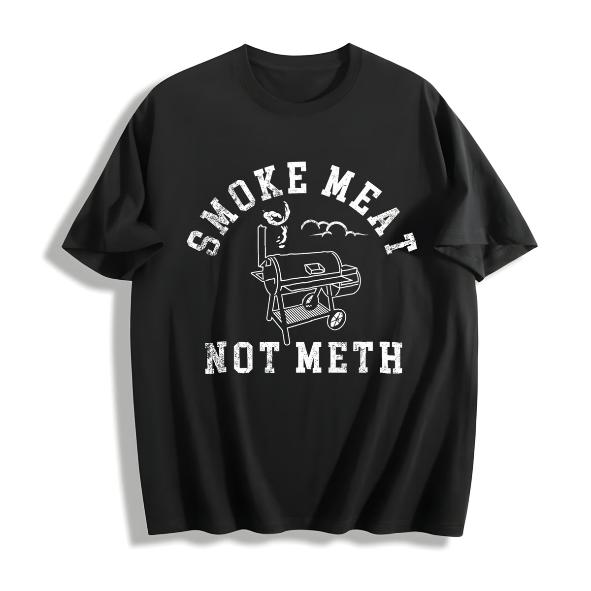 Smoke Meat Not Meth Cotton T-Shirt in Black
