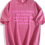 Sorry for Being So Funny and Sexy Vintage Washed T-Shirt in Red