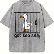 Retro Silly Goose 90s Vintage Washed T-Shirt in Gray