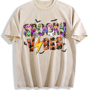 Retro Batik Anti-dye Vintage Washed T-Shirt in Beige